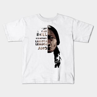 Sitting Bull Native American Half Face Design Kids T-Shirt